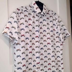 Men's Motorcycle Print Button Down Shirt